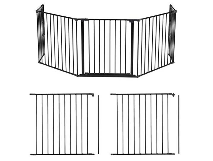 DOLLE Kaminschutzgitter Schwarz bis 422 cm - Ofenschutzgitter 7-teilig TÜV/GS geprüftes Schutzgitter für Kinder & Haustiere - Variables Treppenschutzgitter inklusive Wandbefestigung