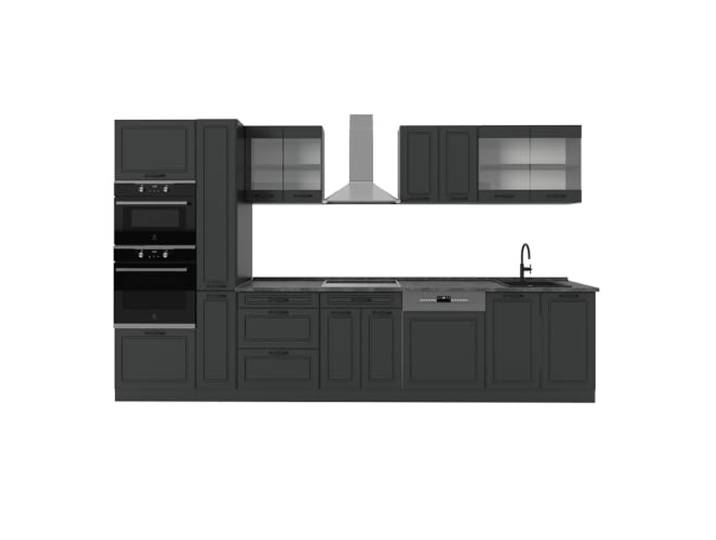 Vicco Küchenzeile R-Line, Anthrazit Landhaus/Anthrazit, 350 cm