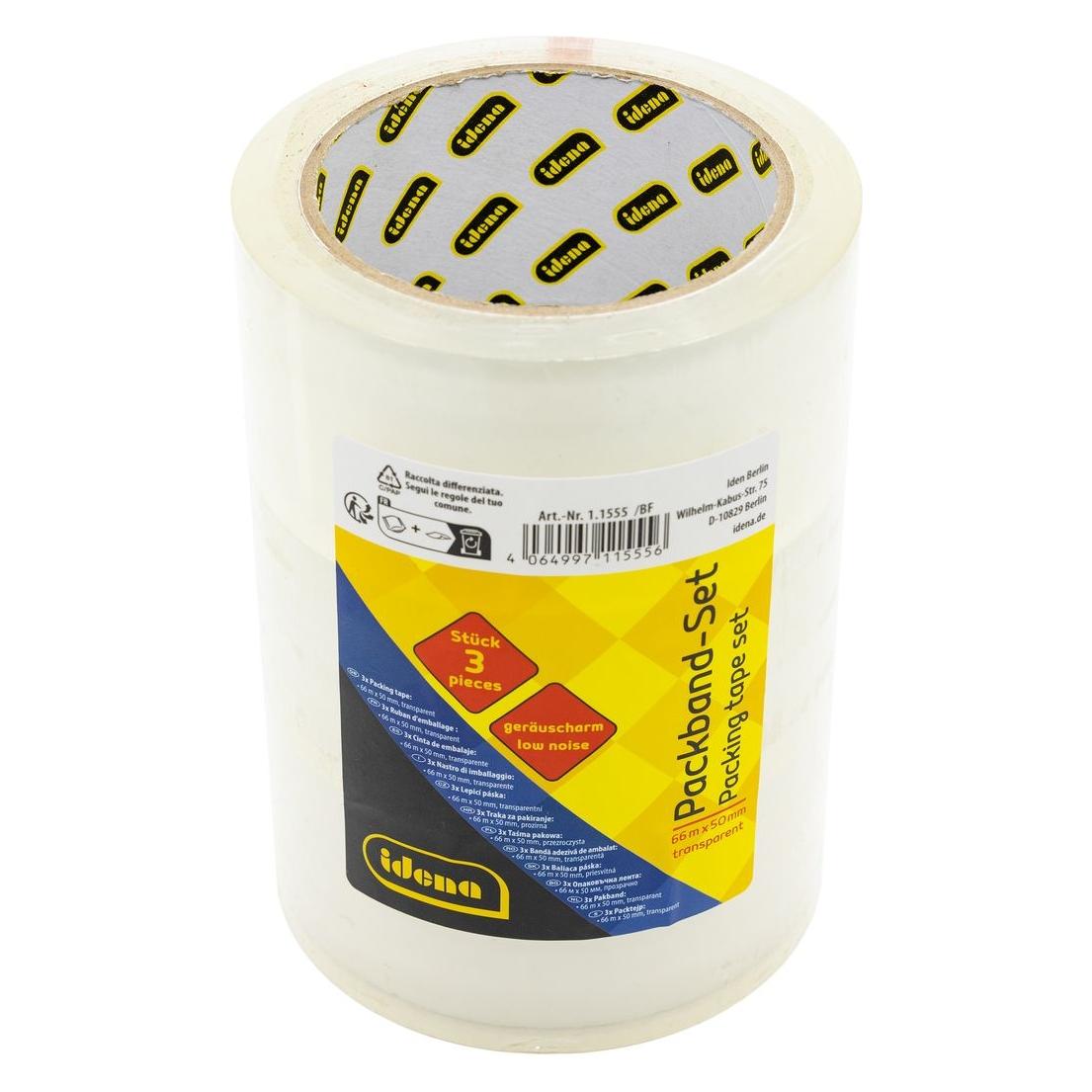 Idena Packband geräuscharm transparent 5cmx66m 3 Stück (50 mm) (64709732)