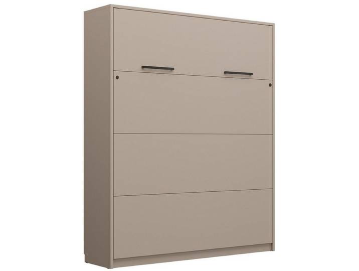 QMM TraumMöbel Schrankbett Wandbett modern vertikal GN 160 x 200 mit LED weiß congo eiche (Möbelstück, 1-St., Schrankbett vertikal 160x200) vertikal klappbar