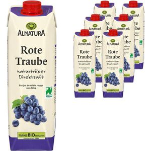 Alnatura Saft Rote Traube naturtrüb, ohne Zuckerzusatz, BIO, 100% Direktsaft, Tetrapack, je 1 Liter, 6 Stück
