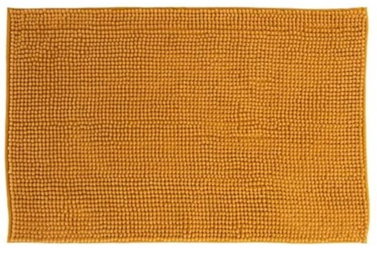 Badmat kort chenille mosterdgeel 50 x 80 cm