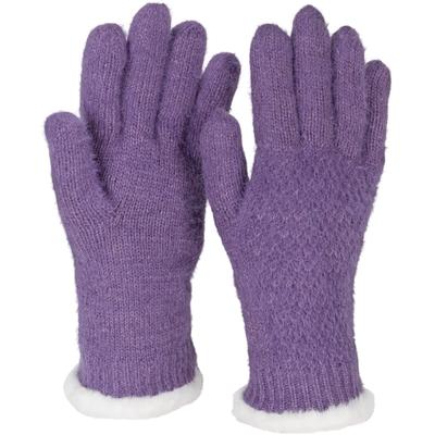 Strickhandschuhe STYLEBREAKER "Strickhandschuhe mit Reiskornmuster und Fleece", Damen, lila (violett), Modisch, Handschuhe