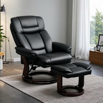 VIVIADORE PU Leather Swivel Recliner Chair with Ottoman, 360° Rotating Lounge Chair, 130° Adjustable Recline, Pocket Spring Cushion