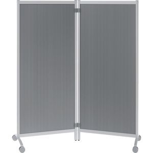 Paperflow Stellwand CR01X2.35, auf Rollen, 2-teilig, aus Kunststoff, grau, 152 x 170 cm