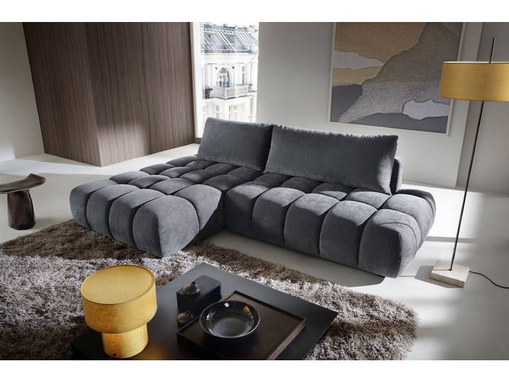 Masseno Ecksofa GARDA mit Schlaffunktion und Bettkasten, Ausziehbares Bettsofa - Grau, CASA 25