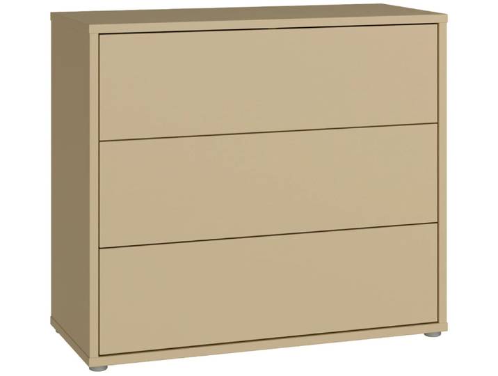 Kommode FORTE Alice Springs, Kommode, 3 Schubkästen B/H/T 94,8/83,1/41,5 , beige (buttergelb), B:94,8cm H:83,1cm T:41,5cm, Holzwerkstoff, Sideboards, Kommode, Schubkästen mit Vollauszug, grifflos,Push to open