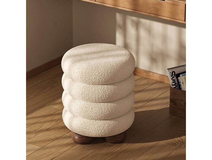 Chaise de maquillage moderne, fauteuil de loisirs, tabouret rond en bois à roulettes pour la maison, tabouret à chaussures, repose-pieds