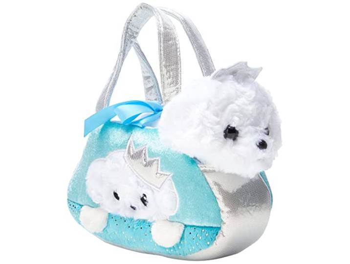 Aurora, 60847, Fancy Pal, Peek-a-Boo puppy met kroon, 20 cm, pluche dier, wit/blauw