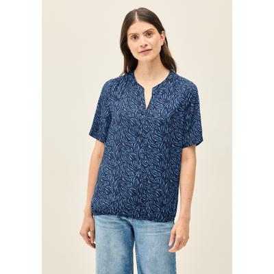 Kurzarmbluse CECIL, Damen, Gr. S (38), blau (urban navy blau), Stoff, 100% Viskose, bedruckt, klassisch normal, Rundhals, Umschlagbund, Blusen, aus softer Viskose