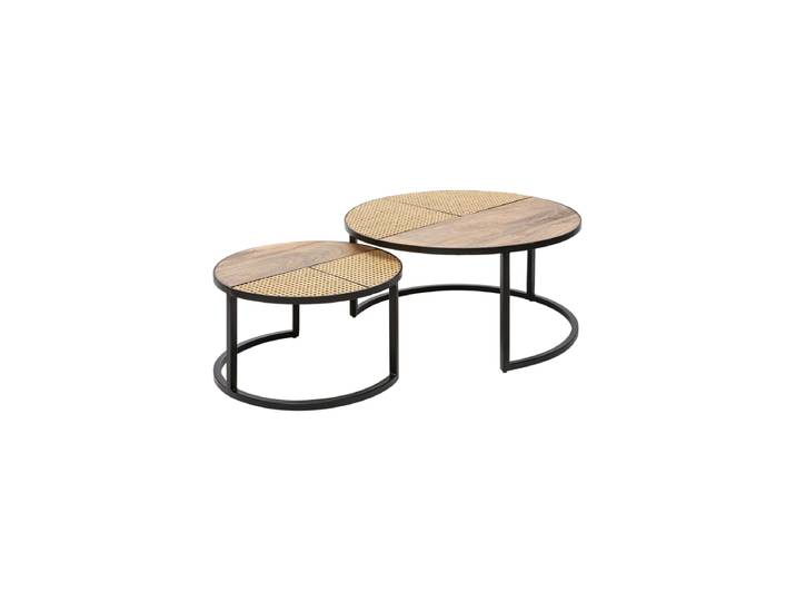 2er-Set Couchtisch „Vienna Lounge“ Mangoholz Schwarz, Natural Invicta Interiors