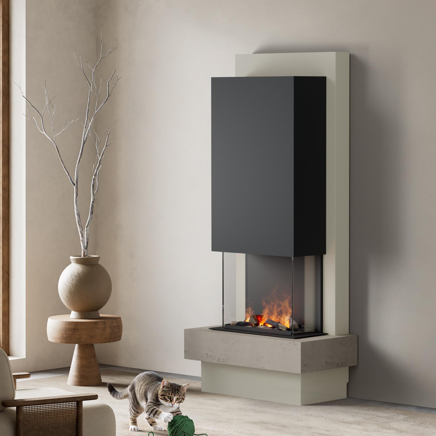 muenkel design Milano [moderner Design Elektrokamin Opti-myst]: Concrete (Betonoptik) - Schwarz