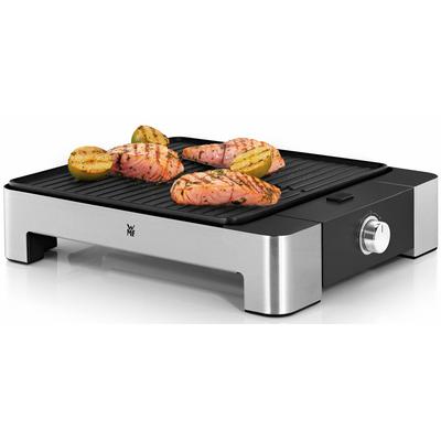 Tischgrill WMF "LONO Quadro", silber (silberfarben), B:28,5cm H:8cm T:35cm, Kontaktgrill_Standgrill_Tischgrill_Teppanyakigrill