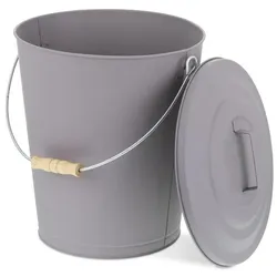 Relaxdays Ascheeimer mit Deckel Grau,Hellbraun