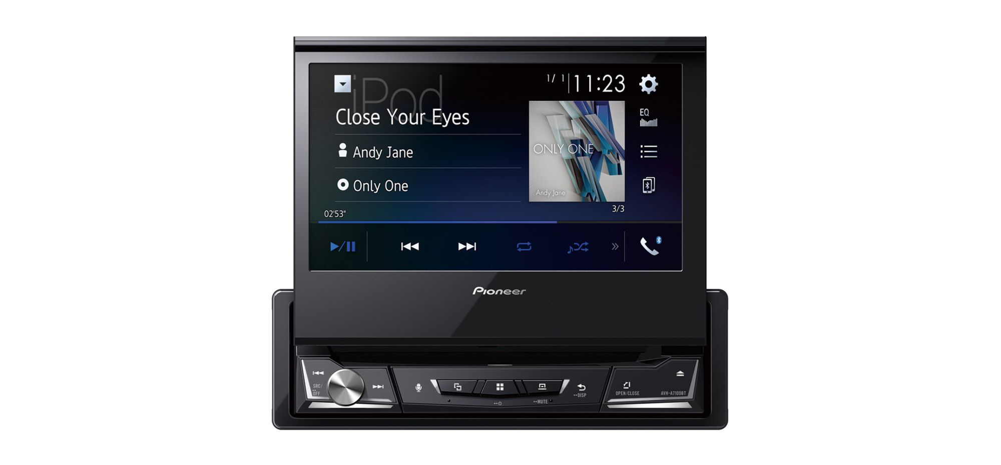 Pioneer AVH-A7100BT, Schwarz, 1 DIN, 50 W, CD, CD-R, CD-RW, DVD, DVD-R, DVD-RW, DVD-RW DL, Android, iOS, AAC, FLAC, MP3, WAV, WMA