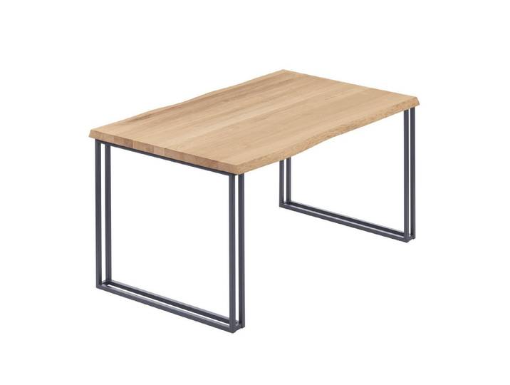 LAMO Manufaktur Baumkantentisch Frame Esstisch Massivholz inkl. Metallgestell (1 Tisch), Baumkante massiv