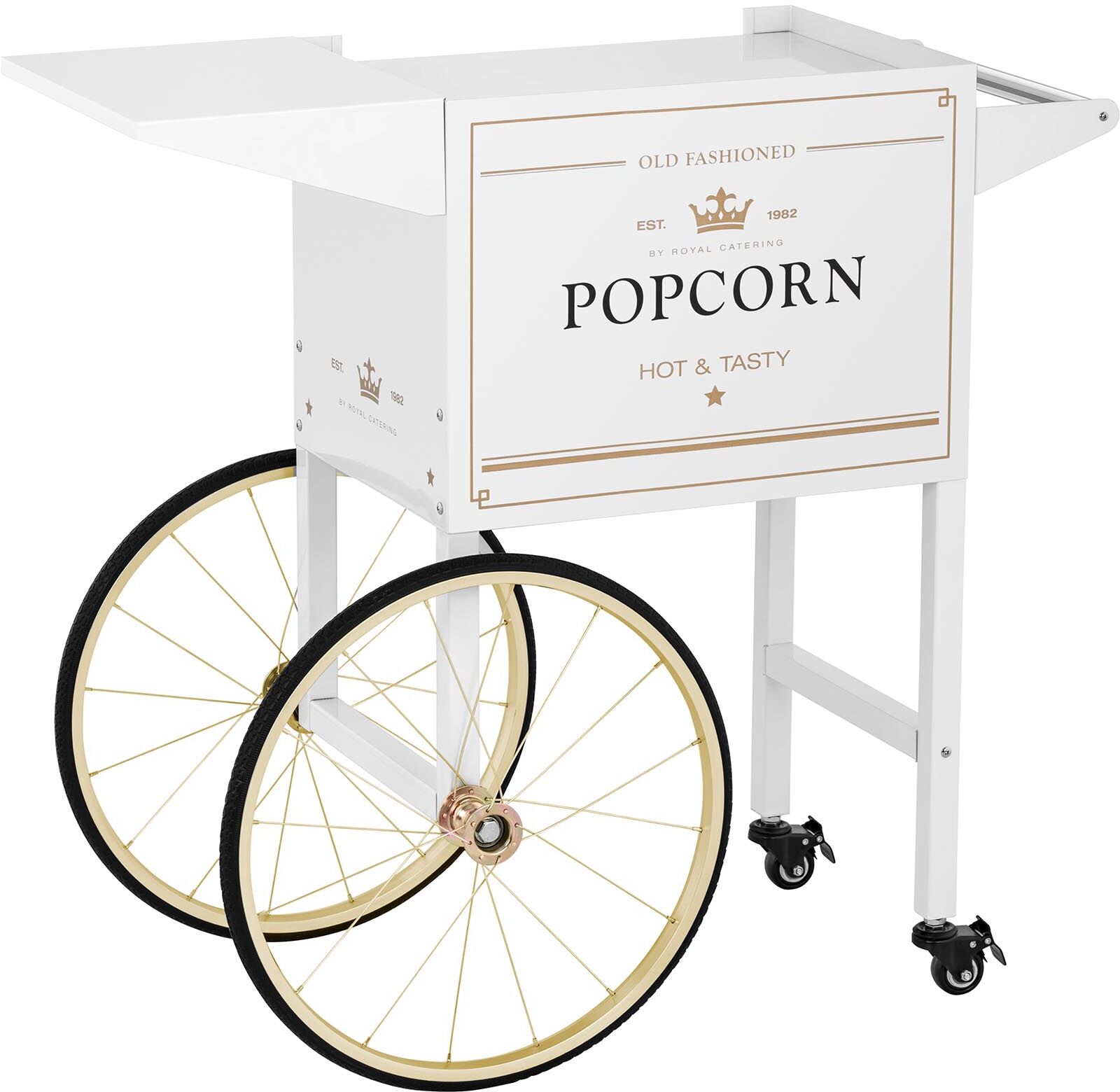 Royal Catering Popcorn Machine Trolley - white & gold RCPT-WGWG-1