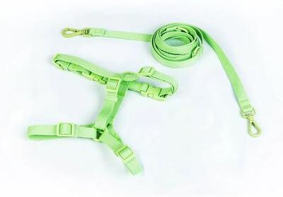 Uplift Essentials Macaron Series Harness & Leash Set Dual Head Adjustable Comfort Vest For Small To Medium Dogs green l