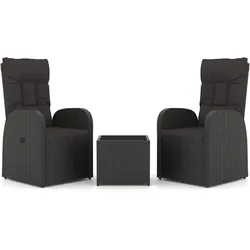 Helloshop26 - Gartenmöbel-Set Outdoor-Möbel 3-teiliges Set schwarzes Polyrattan und Stahl 02_0014207