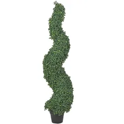 KUNSTPFLANZE im Blumentopf 120 cm Grün/Schwarz Boxwood Spiral Tree