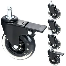 Bürostuhl Rollen 5er Set, HMF 6810, 11 mm, Schwarz