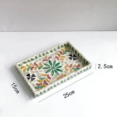 Inspire Select Handmade Colorful Shell Decorative Tray Rectangular Vanity Organizer & Jewelry Storage Board 1