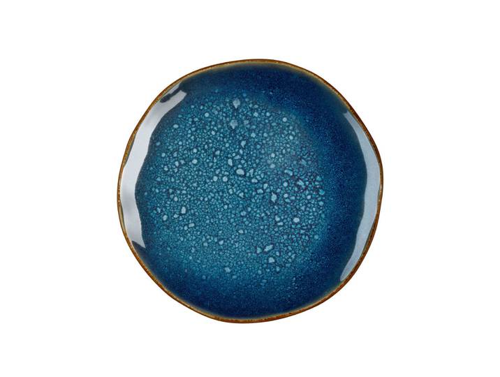 Assiette à dessert en grès bleu