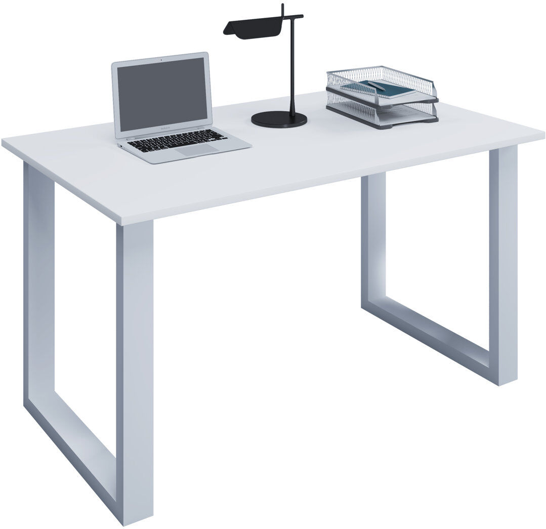 17 Stories Raisha Iron Writing Desk White 76cm H x 110cm W x 50cm D