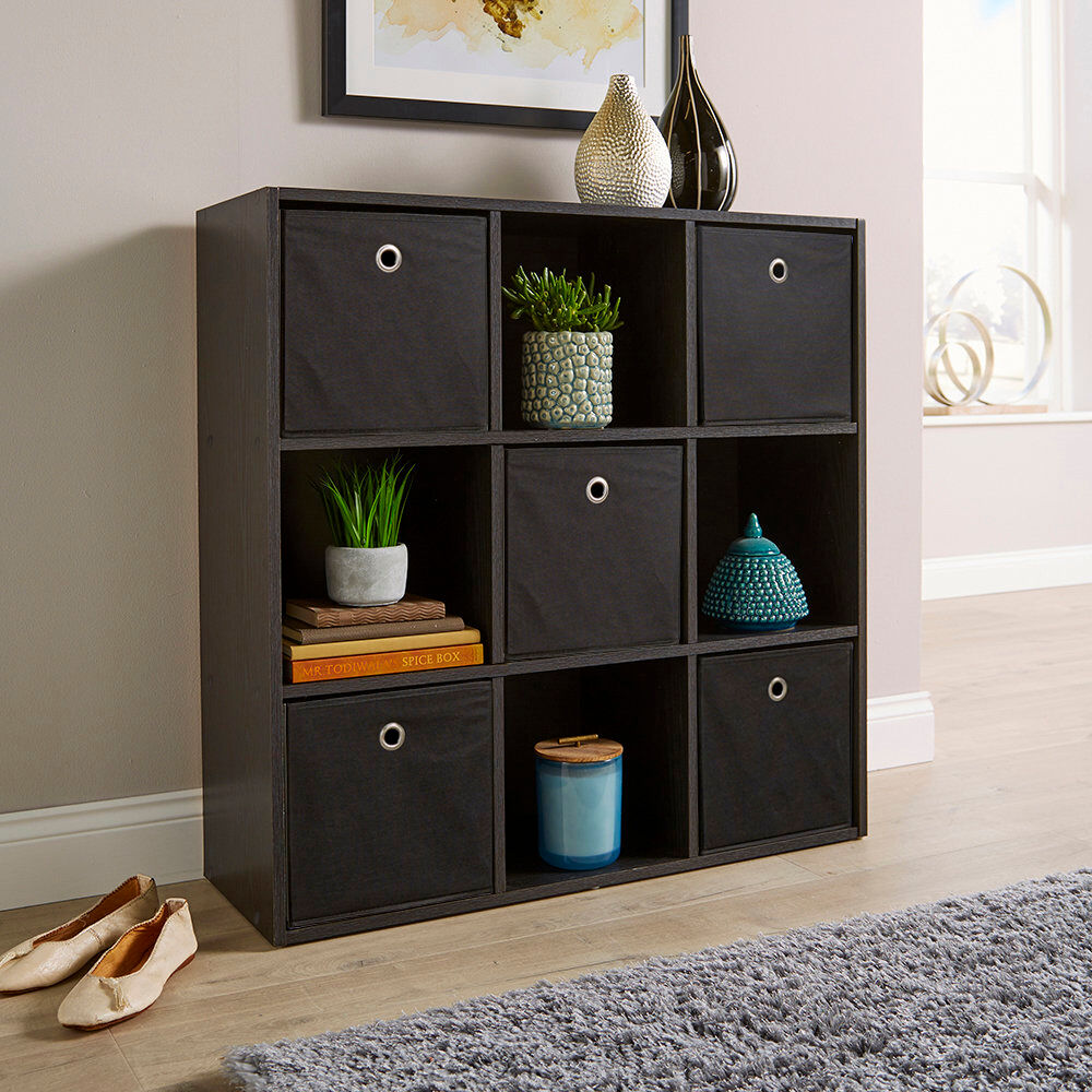 Ebern Designs Stenberg 90cm H x 90cm W Cube Bookcase Black 90cm H X 90cm W X 30cm D