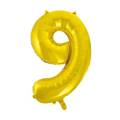 Folienballon Zahl 9 gold