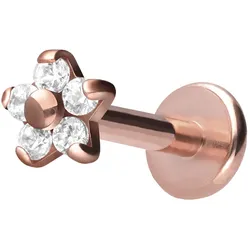 Titan Labret mit Innengewinde BLUME MIT 5 KRISTALLEN