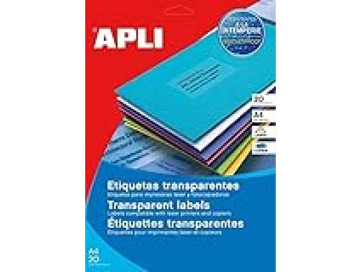 Apli 130146 Lot de 20 Etiquettes invisible laser/copieur 210 x 297 mm Transparent