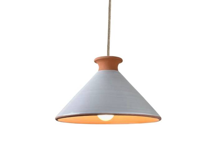Suspension en terre cuite émaillée blanc d.25cm