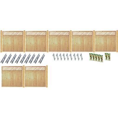 Sichtschutzelement TETZNER & JENTZSCH "COLUMBIA 5", beige (natur), H:180cm, Massivholz, Stahl, Zaunelemente, kesseldruckimprägniert