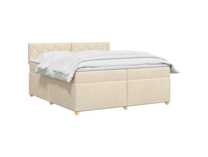 vidaXL Boxspringbett mit Matratze Creme 200 x 200 cm Stoff Angenehmer Komfort mit Höhenanpassung, Sorge für eine coole Stimmung mit integrierter Beleuchtung, Beste Unterstützung und