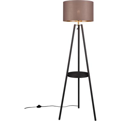 REALITY LEUCHTEN Stehlampe "COLETTE, Stehleuchte Dreibein mit Ablagefläche exkl 1xE27 max 60W", schwarz (schwarz matt taupe), 1, Ø 57cm H: 152,5cm, 1 Stk., Leuchten, Stehleuchte Ø 57cm mit Fußschalter moderne Farbkombination innen gold, Stehlampe