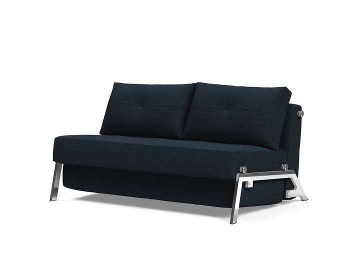 Schlafsofa Blau Stoff Mixed Dance 148cm mit Schlaffunktion Chrom glänzend Skandi