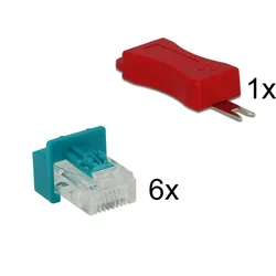DELOCK RJ45 Secure Clip mit Stecker Set mit 6 Stück