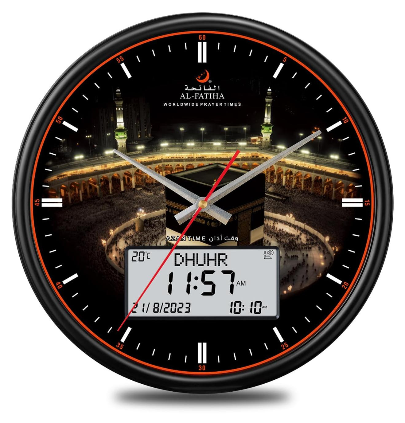 Dripio Islam Wekker met Azan, Dubbele Display, Gebedstijden, Temperatuur en 3D-weergave van de Kaaba