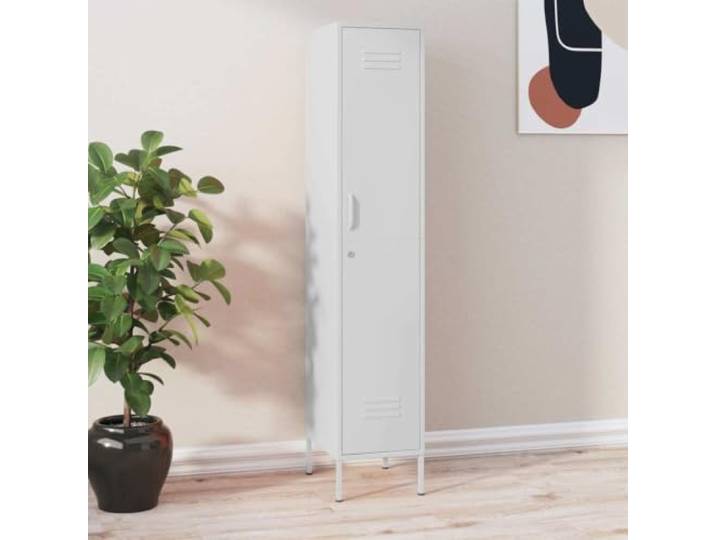 HPUYRFG Schließfachschrank Weiß 35x46x180 cm Stahl mit Schlössern und 4 Stahlkonstruktion, verstellbare Stellfüße, Schlösser inklusive, 4 Einlegeböden, vielseitig nutzbar