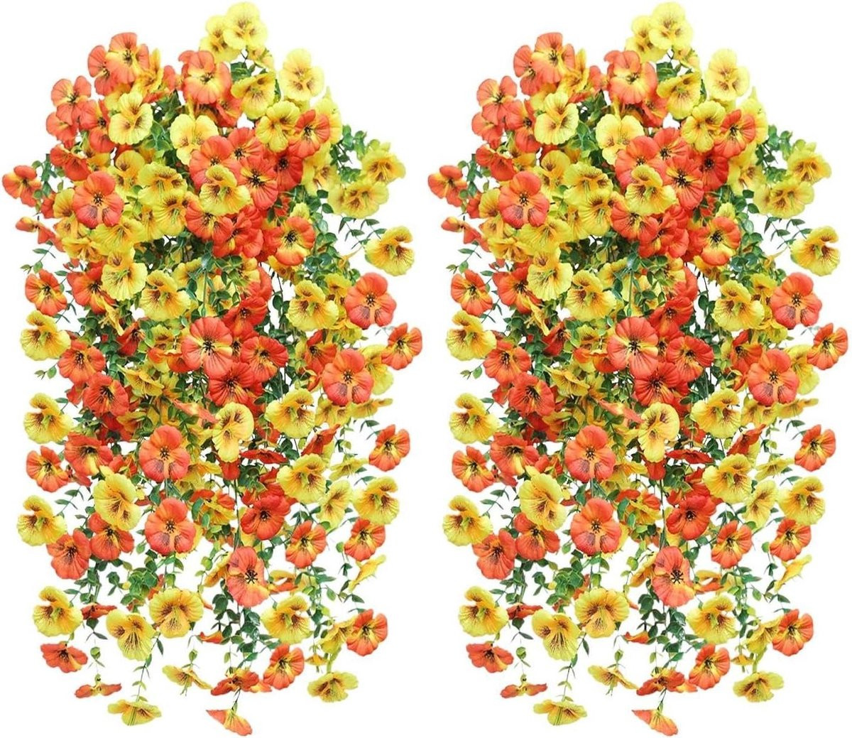 UV-bestendige kunstbloemen slingers voor buiten decoratie - Geel oranje - 75 cm