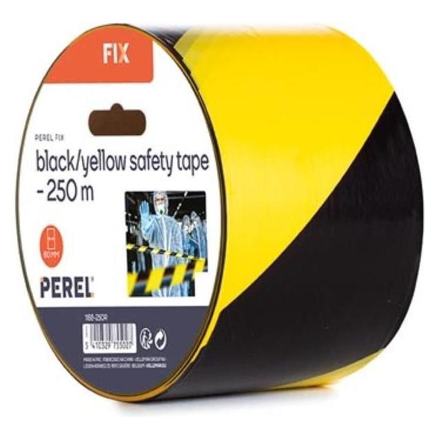 Perel Schwarz/gelbes Sicherheitsband - 250 m - Rolle (1188-250R)