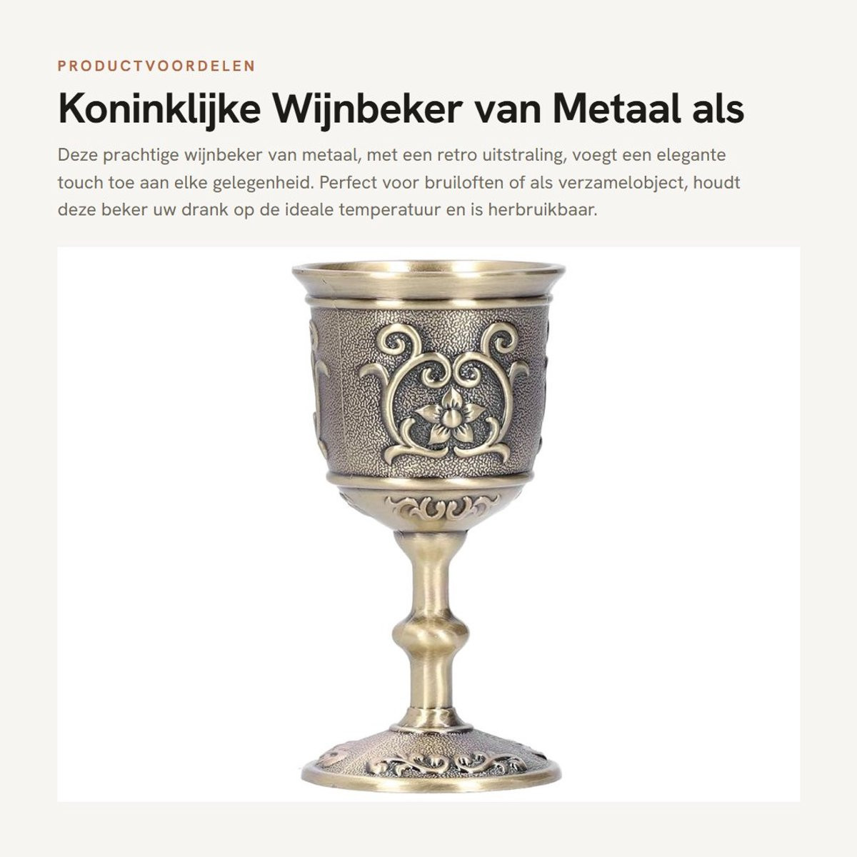 Dailygoods Bronzen Kelk Wijnbeker van Metaal