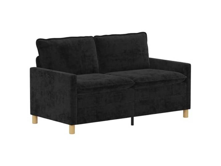 KUTYWEXFM 2-Sitzer Sofa Schwarz 156x81x87,5 cm Couch Fuer Wohnzimmer Kompaktes Polstersofa mit verstellbaren Armlehnen und dickem Schaumstoffkissen fuer Wohnzimmer und Schlafzimmer.