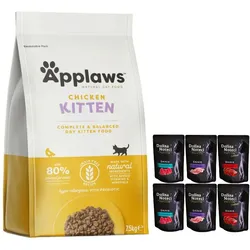 Applaws Kätzchentrockenfutter 7.5kg + Dolina Noteci Premium MIX 6x85g