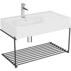 VitrA Equal Set Waschtisch asymmetrisch 82 cm mit Ablagegitter Weiß Hochglanz,64084 64084