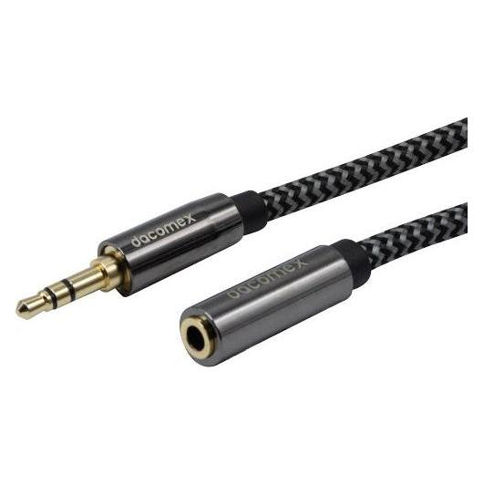 Dacomex Audio-Verlängerungskabel, 3,5 mm Stereo Klinkenst. / Bu, 3,0 m, schwarz/grau (3 m) (641791)