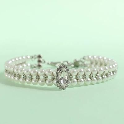 Uplift Essentials Elegant Rhinestone Pearl Pet Collar Necklace style 1 s
