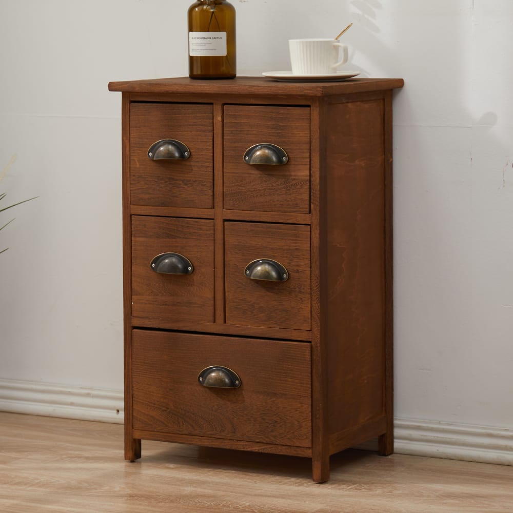 Mobili Rebecca Mueble de almacenaje con 5 cajones en madera marrón