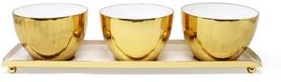 Vivience Gold 3 Bowl Relish Dish with White Interior